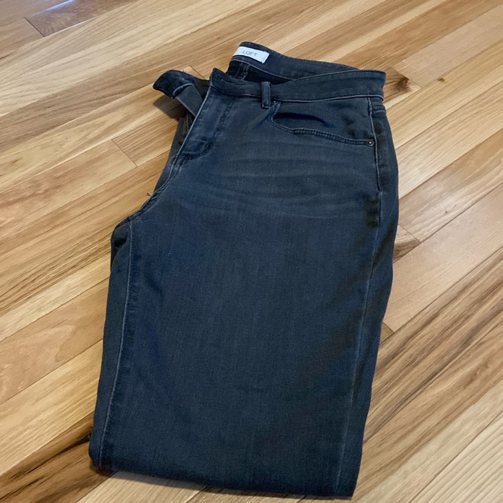 LOFT Outlet jeans 10/30 ankle length frayed edge, dark grey wash